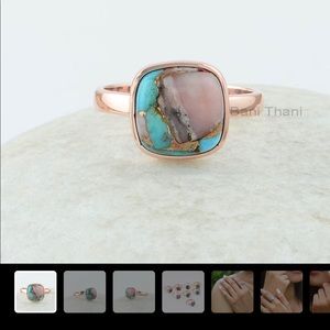 Pink and turquoise opal ring size 7.5